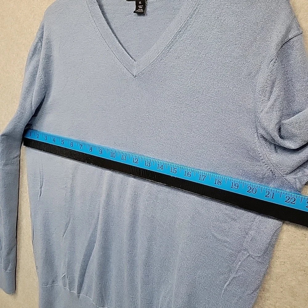 BANANA REPUBLIC Lt Blue Silk Cotton Cashmere Sweater V-Neck Luxury Blend Mens XL